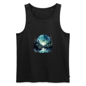 Mystische Mondandschaft - Männer Premium Bio Tank Top - Schwarz - Vorne - Michal (187cm)