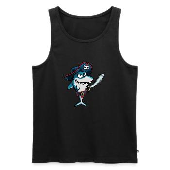Drôle Evil Smiling Pirate Shark Captain - Débardeur bio Premium Homme - noir - Devant - Michal (187cm)