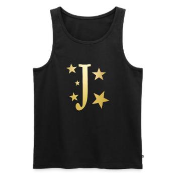 Lettre J avec étoiles - Débardeur bio Premium Homme - noir - Devant - AI Model Male 178 light (178cm)