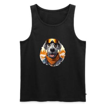 Great Dane Ski Tee: Defining Winter Adveture - Men's Premium Organic Tank Top - black - Front - Michal (187cm)