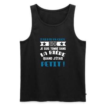 Cadeau humour beauf homme bière apéro drôle - Débardeur bio Premium Homme - noir - Devant - Michal (187cm)