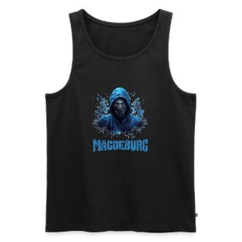 Magdeburg T-Shirt für Magdeburger Ultras - Männer Premium Bio Tank Top - Schwarz - Vorne - AI Model Male 178 light (178cm)