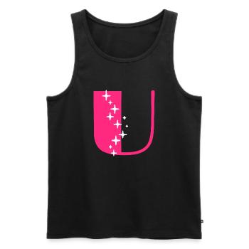 Letter U Glitter - Men's Premium Organic Tank Top - black - Front - AI Model Male 178 light (178cm)