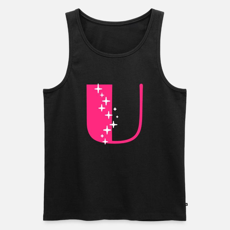 Buchstabe U Glitzer - Männer Premium Bio Tank Top - Schwarz