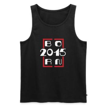 Born in 2015 - Anniversary 2015 - Men's Premium Organic Tank Top - black - Front - AI Model Male 178 light (178cm)