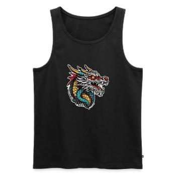 dragon asiatique - japon - chinois - Débardeur bio Premium Homme - noir - Devant - AI Model Male 178 light (178cm)