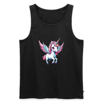 Licorne Einhorn Kawaii - Männer Premium Bio Tank Top - Schwarz - Vorne - AI Model Male 178 light (178cm)