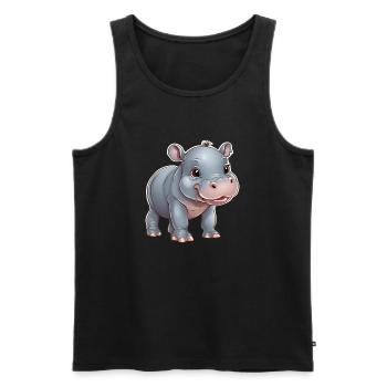 Adorable bébé hippopotame T-shirt - Débardeur bio Premium Homme - noir - Devant - AI Model Male 178 light (178cm)