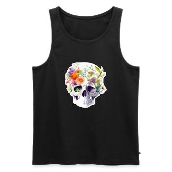 Human Skull and Flowers 11 - Men's Premium Organic Tank Top - black - Front - AI Model Male 178 light (178cm)