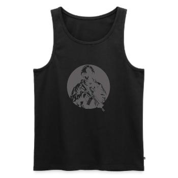 Army War Military Uniform Force Soldier Camouflage - Men's Premium Organic Tank Top - black - Front - Michal (187cm)