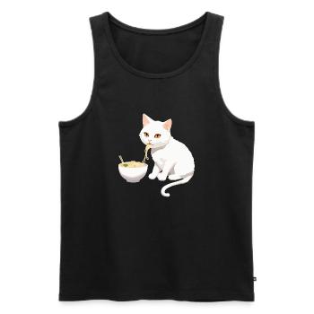 Chat qui mange des ramens #1 - Débardeur bio Premium Homme - noir - Devant - Michal (187cm)
