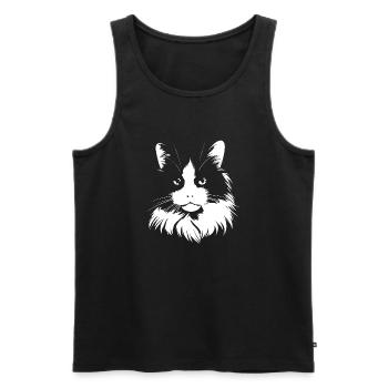 Chat, Motif De Chat - Débardeur bio Premium Homme - noir - Devant - Michal (187cm)