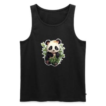 Panda Mignon - Débardeur bio Premium Homme - noir - Devant - AI Model Male 178 light (178cm)