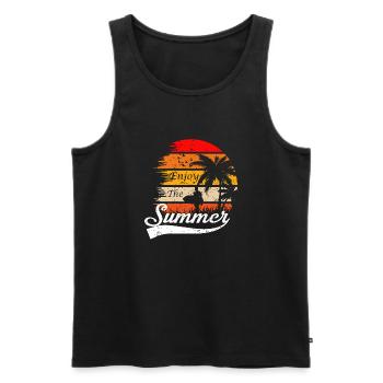 Vacation early summer late summer summer holiday holiday sea - Men's Premium Organic Tank Top - black - Front - AI Model Male 178 light (178cm)