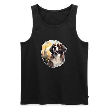 Saint-Bernard devant l’église - Débardeur bio Premium Homme - noir - Devant - Michal (187cm)