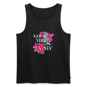 Vibes Only Sticker Zitat Vektor Vintage Kunststile - Männer Premium Bio Tank Top - Schwarz - Vorne - AI Model Male 178 light (178cm)