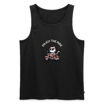 Enjoy the ride coole Motorrad Katze - Männer Premium Bio Tank Top - Schwarz - Vorne - Michal (187cm)