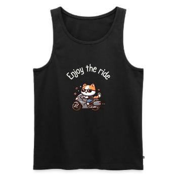Enjoy the ride - Motorrad Katze - Männer Premium Bio Tank Top - Schwarz - Vorne - Michal (187cm)