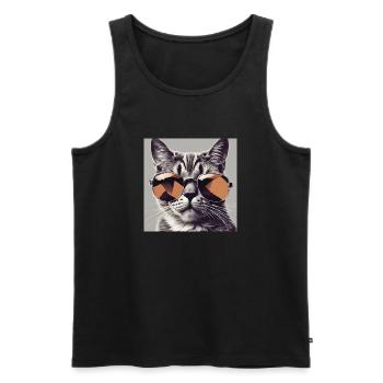 Cool Cat #1 - Männer Premium Bio Tank Top - Schwarz - Vorne - Michal (187cm)