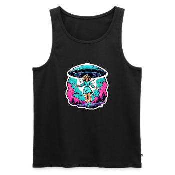 Panicked woman is taken into UFO. - Men's Premium Organic Tank Top - black - Front - Michal (187cm)