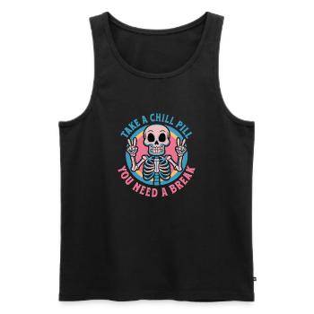 Take a chill pill, you need a break - Men's Premium Organic Tank Top - black - Front - Michal (187cm)