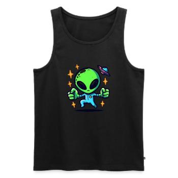 Rencontre extraterrestre - Débardeur bio Premium Homme - noir - Devant - AI Model Male 178 light (178cm)