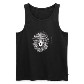 Lion majestueux – Design tribal artistique - Débardeur bio Premium Homme - noir - Devant - AI Model Male 178 light (178cm)