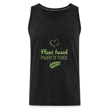 Plant based Powered by Plants - Männer Premium Bio Tank Top - Anthrazit - Vorne - Alexander (188cm)
