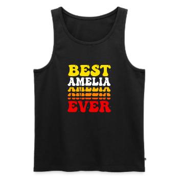 Groovy Vintage Custom Amelia Name - Cute Best - Men's Premium Organic Tank Top - black - Front - AI Model Male 178 light (178cm)