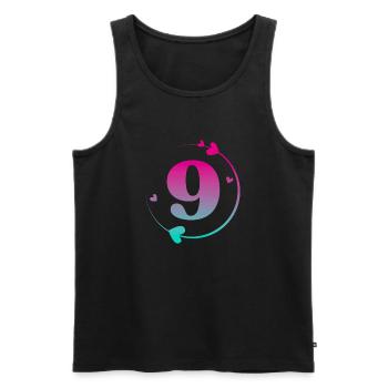 9th Birthday Colorful Heart Circle - Men's Premium Organic Tank Top - black - Front - Michal (187cm)