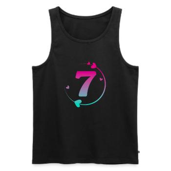 7th Birthday Colorful Heart Circle - Men's Premium Organic Tank Top - black - Front - Michal (187cm)
