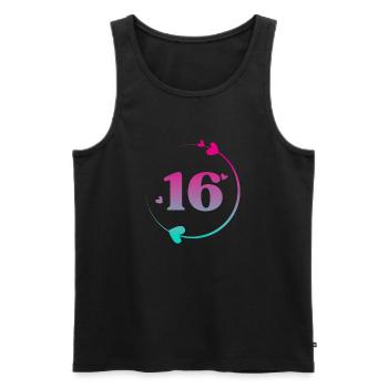 16th Birthday Colorful Heart Circle - Men's Premium Organic Tank Top - black - Front - Michal (187cm)
