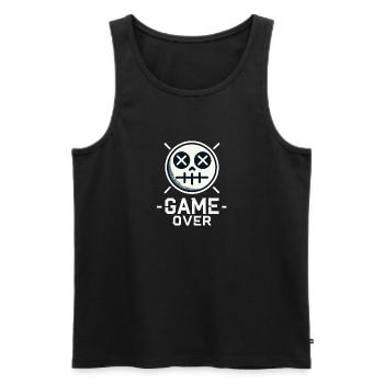 Crâne Pixelisé "Game Over" - Sticker Retro Gaming - Débardeur bio Premium Homme - noir - Devant - Michal (187cm)