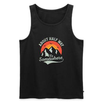 About Half Way To Somewhere Hiking Hiker - Männer Premium Bio Tank Top - Schwarz - Vorne - AI Model Male 178 light (178cm)
