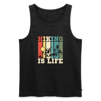 Hiking Is Life Mountain Hiker - Men's Premium Organic Tank Top - black - Front - Michal (187cm)