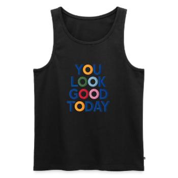Du siehst heute gut aus bestickt - Männer Premium Bio Tank Top - Schwarz - Vorne - AI Model Male 178 light (178cm)