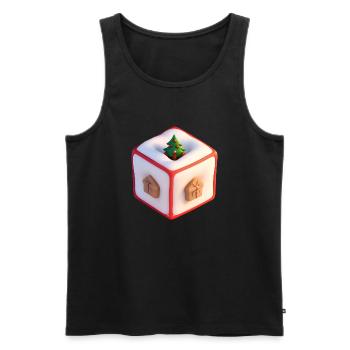 Cozy Christmas Cube with Tree and Gifts - Men's Premium Organic Tank Top - black - Front - AI Model Male 178 light (178cm)
