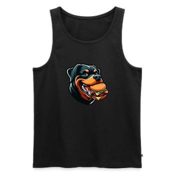 Drôle Rottweiler Hamburger Cheeseburger Rapide Fo - Débardeur bio Premium Homme - noir - Devant - Michal (187cm)