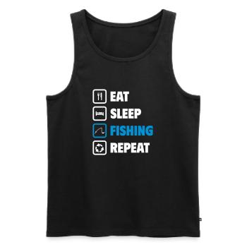 Manger, dormir, pêcher, répéter - Débardeur bio Premium Homme - noir - Devant - Michal (187cm)