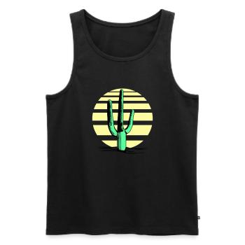 Cactus, désert, coucher de soleil, soir, nuit, cactus - Débardeur bio Premium Homme - noir - Devant - AI Model Male 178 light (178cm)