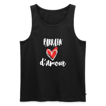 Parrain d'amour Idée cadeau pour Baptême ou Noël - Débardeur bio Premium Homme - noir - Devant - Michal (187cm)