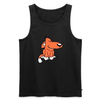 Chien Assis Mignon Drôle Heureux Comique Animal de compagnie - Débardeur bio Premium Homme - noir - Devant - Michal (187cm)