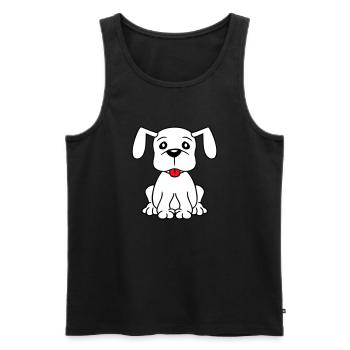chien assis mignon petit chiot heureux animal de compagnie - Débardeur bio Premium Homme - noir - Devant - Michal (187cm)