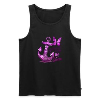 Cancer awareness breast phrase Stronger Than Storm - Men's Premium Organic Tank Top - black - Front - AI Model Male 178 light (178cm)