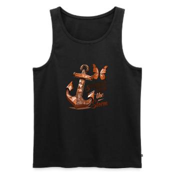 Cancer awareness breast phrase Stronger Than Storm - Men's Premium Organic Tank Top - black - Front - AI Model Male 178 light (178cm)