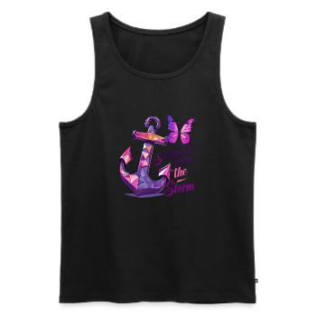 Cancer awareness breast phrase Stronger Than Storm - Men's Premium Organic Tank Top - black - Front - AI Model Male 178 light (178cm)