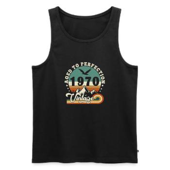 Aged to perfection 1970 Retro -Edition 2025. - Men's Premium Organic Tank Top - black - Front - Michal (187cm)
