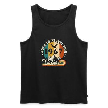 Vintage Birthday in 1968 - Birthday 2025. - Men's Premium Organic Tank Top - black - Front - Michal (187cm)