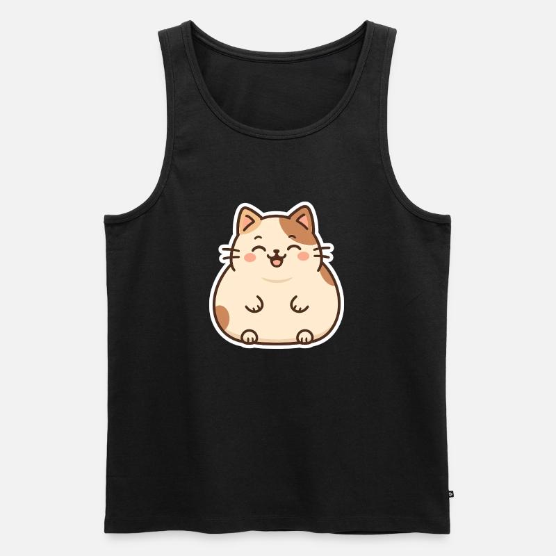 Cute Fat Cat - Männer Premium Bio Tank Top - Schwarz