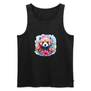 Süße Rote Panda in Blumen - Männer Premium Bio Tank Top - Schwarz - Vorne - Michal (187cm)